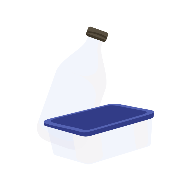 Illustration de la section sur les types de contenants chez les Ouiches Nantaises, épicerie éthique : les flacons plastiques.