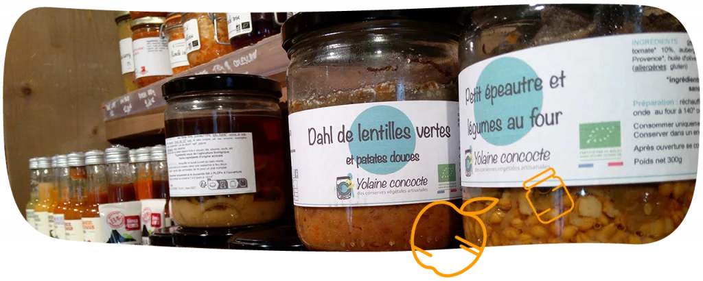 Illustration des types de produits chez les Ouiches Nantaises, épicerie éthique.